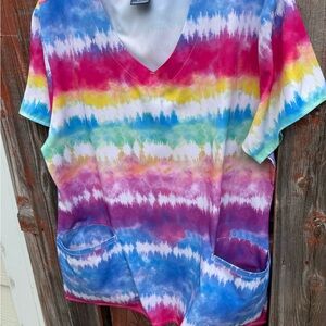 Zoe & Chloe large scrub top tie dye and Heartsoul pants large petite